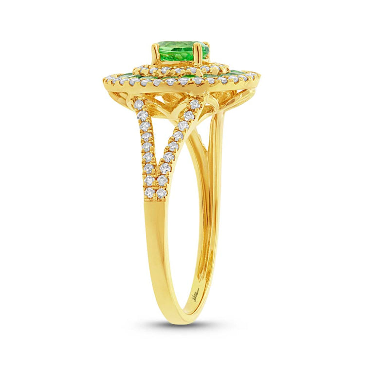 0.37ct Diamond & 0.82ct Green Garnet 14k Yellow Gold Ring