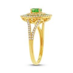 0.37ct Diamond & 0.82ct Green Garnet 14k Yellow Gold Ring