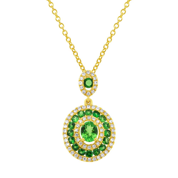 0.25ct Diamond & 0.92ct Green Garnet 14k Yellow Gold Pendant