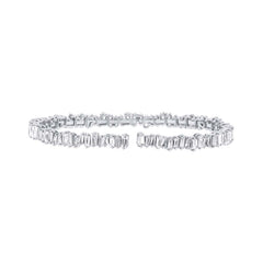 5.48ct 14k White Gold Diamond Baguette Bangle
