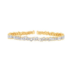 5.48ct 14k Yellow Gold Diamond Baguette Bangle