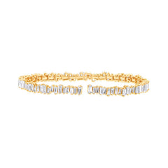 5.48ct 14k Yellow Gold Diamond Baguette Bangle