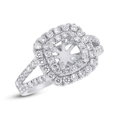 0.93ct 14k White Gold Diamond Semi-mount Ring for 5x5mm Center