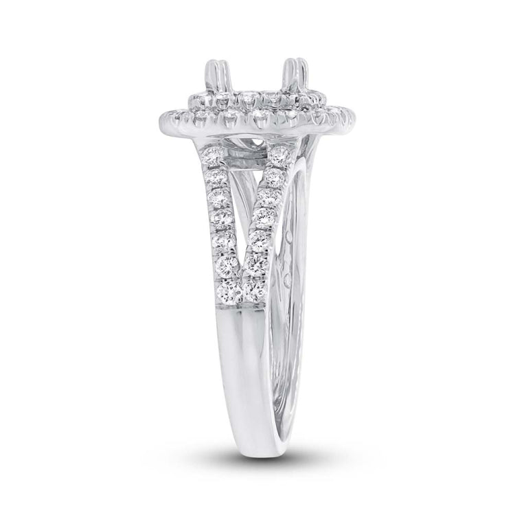 0.93ct 14k White Gold Diamond Semi-mount Ring for 5x5mm Center