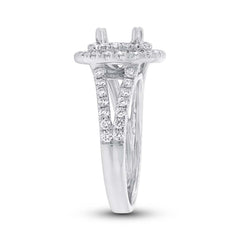 0.93ct 14k White Gold Diamond Semi-mount Ring for 5x5mm Center
