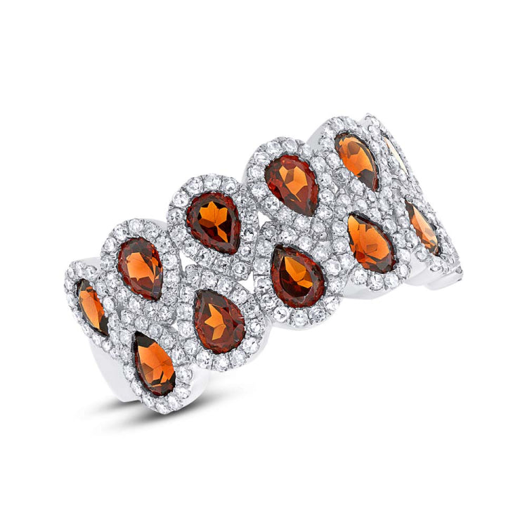 0.77ct Diamond & 2.31ct Garnet 14k White Gold Ring