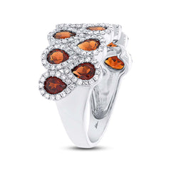 0.77ct Diamond & 2.31ct Garnet 14k White Gold Ring