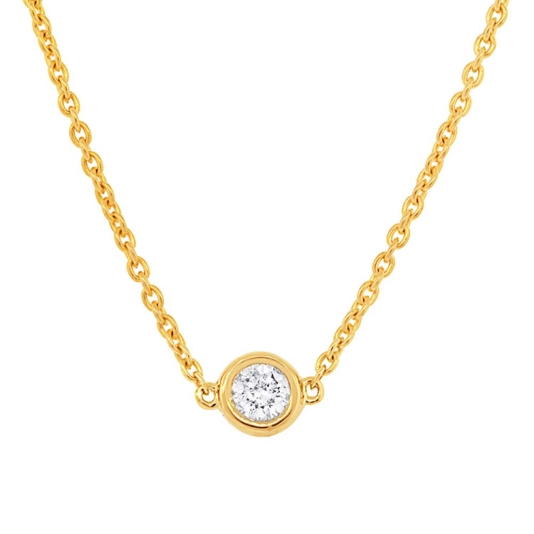 0.10ct 14k Yellow Gold 16" Diamond Bezel Pendant