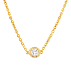 0.10ct 14k Yellow Gold 16" Diamond Bezel Pendant