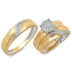 0.24ct 14k Yellow Gold Diamond Trio Set Pave Size 9.5