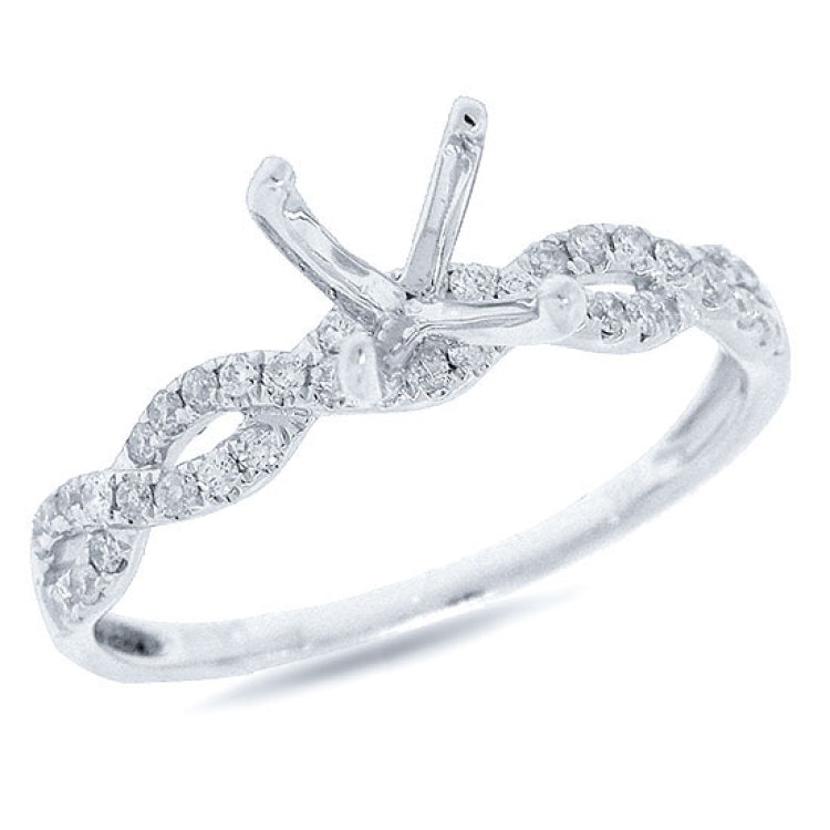 0.22ct 14k White Gold Diamond Semi-mount Ring Size 6