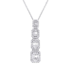 18k White Gold Diamond Baguette Pendant