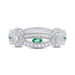 0.82ct Diamond & 0.25ct Emerald 14k White Gold Lady's Ring
