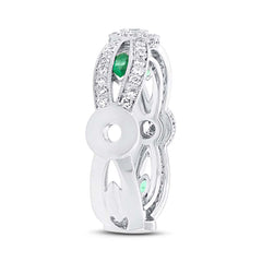 0.82ct Diamond & 0.25ct Emerald 14k White Gold Lady's Ring