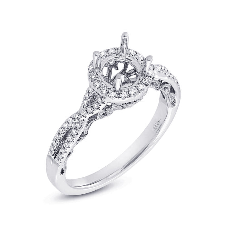 0.23ct 14k White Gold Diamond Semi-mount Ring for 0.75ct Center