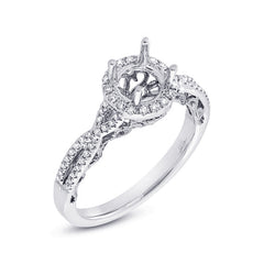 0.23ct 14k White Gold Diamond Semi-mount Ring for 0.75ct Center