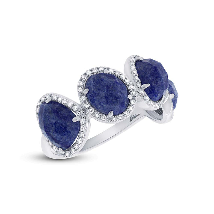 0.27ct Diamond & 3.88ct Blue Aventurine 14k White Gold Ring