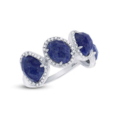 0.27ct Diamond & 3.88ct Blue Aventurine 14k White Gold Ring