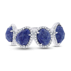 0.27ct Diamond & 3.88ct Blue Aventurine 14k White Gold Ring