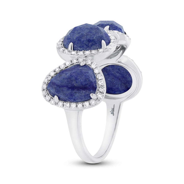 0.27ct Diamond & 3.88ct Blue Aventurine 14k White Gold Ring
