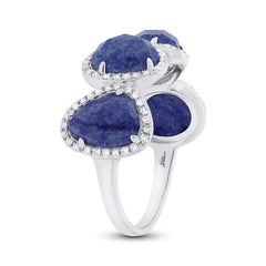 0.27ct Diamond & 3.88ct Blue Aventurine 14k White Gold Ring