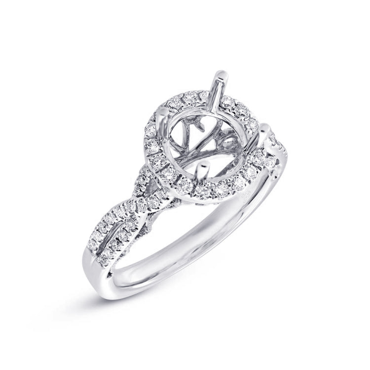 0.45ct 14k White Gold Diamond Semi-mount Ring for 2.00ct Center