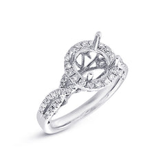 0.45ct 14k White Gold Diamond Semi-mount Ring for 2.00ct Center