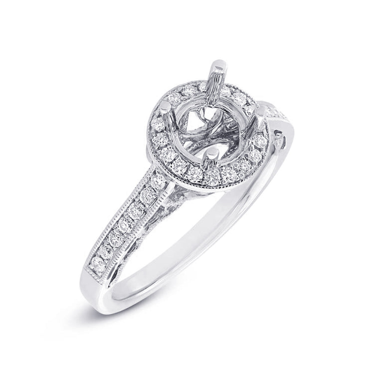 0.31ct 14k White Gold Diamond Semi-mount Ring for 0.75ct Center