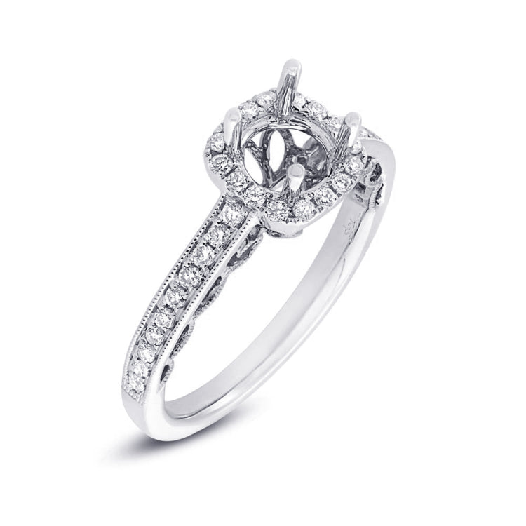 0.33ct 14k White Gold Diamond Semi-mount Ring for 0.75ct Center
