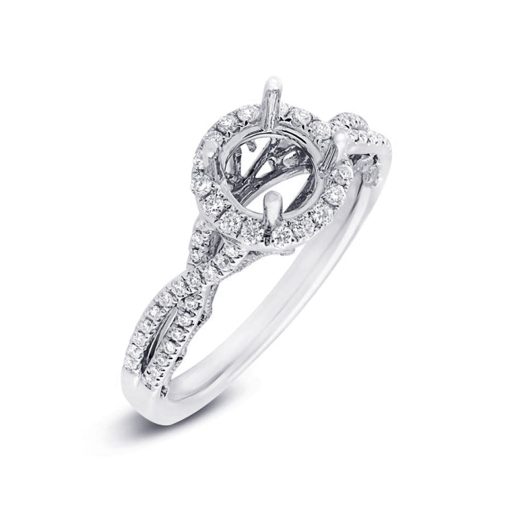 0.30ct 14k White Gold Diamond Semi-mount Ring for 1.00ct Center