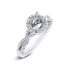 0.30ct 14k White Gold Diamond Semi-mount Ring for 1.00ct Center