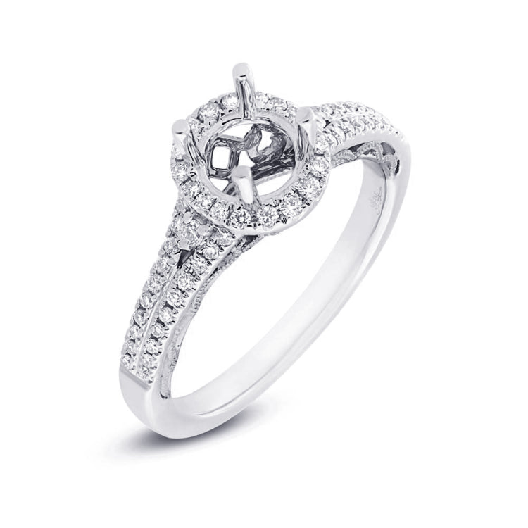 0.33ct 14k White Gold Diamond Semi-mount Ring for 0.75ct Center