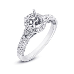 0.33ct 14k White Gold Diamond Semi-mount Ring for 0.75ct Center