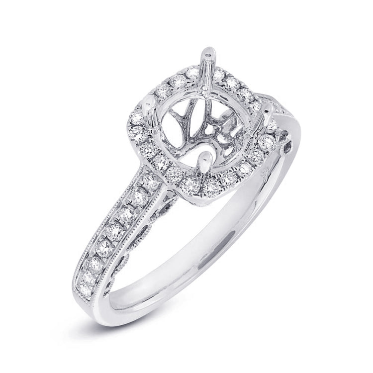 0.44ct 14k White Gold Diamond Semi-mount Ring for 1.50ct Center