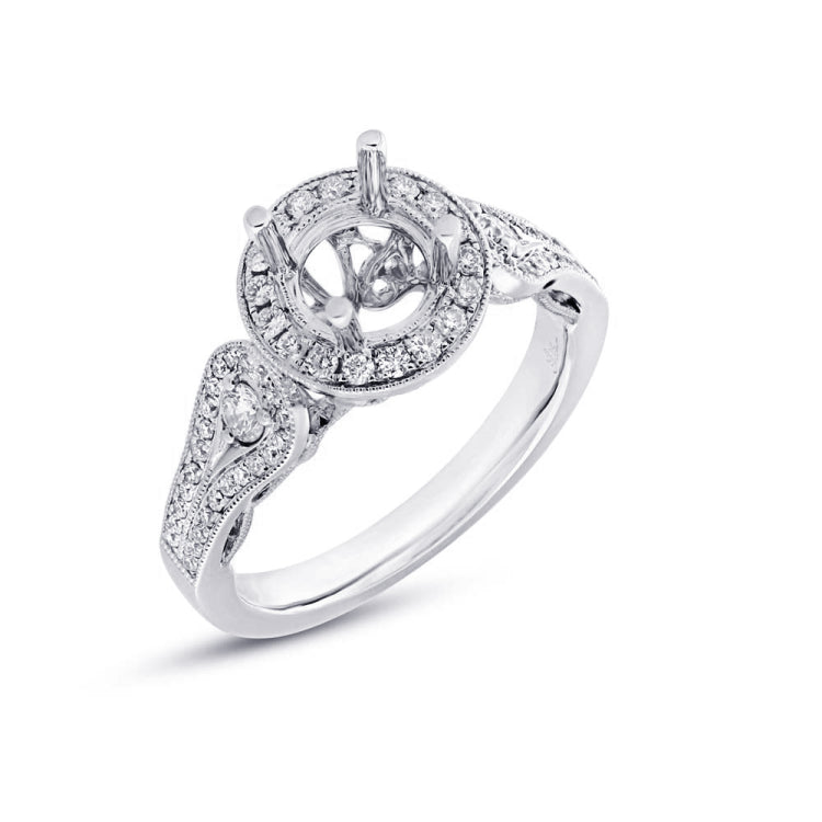 0.50ct 14k White Gold Diamond Semi-mount Ring for 1.00ct Center