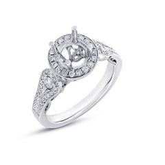 0.50ct 14k White Gold Diamond Semi-mount Ring for 1.00ct Center