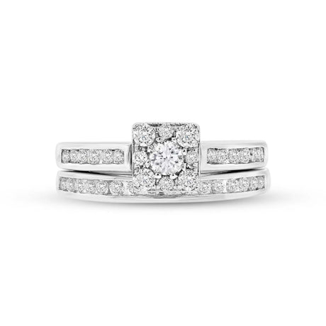 0.93ct 14k White Gold Diamond Wedding Set Cluster Size 5.75
