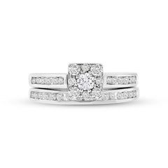 0.93ct 14k White Gold Diamond Wedding Set Cluster Size 5.75
