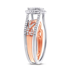 0.72ct 14k Two-tone Rose Gold Diamond Wedding Set Cluster Size 9.5