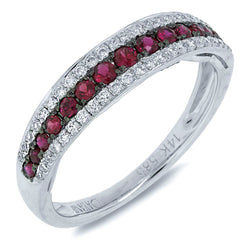0.21ct Diamond & 0.39ct Ruby 14k White Gold Ring Size 6