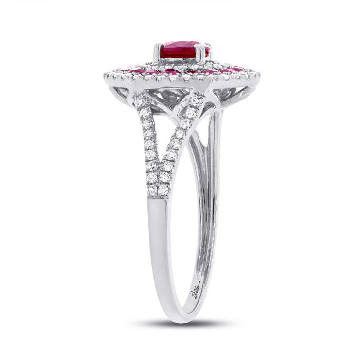 0.35ct Diamond & 1.00ct Ruby 14k White Gold Ring