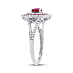 0.35ct Diamond & 1.00ct Ruby 14k White Gold Ring
