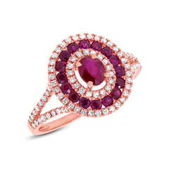 0.35ct Diamond & 1.00ct Ruby 14k Rose Gold Ring