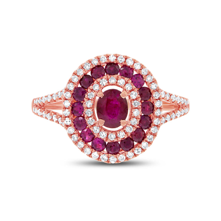 0.35ct Diamond & 1.00ct Ruby 14k Rose Gold Ring