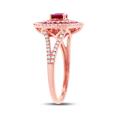 0.35ct Diamond & 1.00ct Ruby 14k Rose Gold Ring