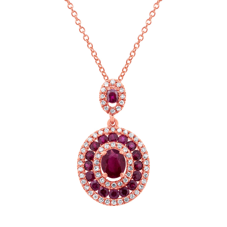 0.25ct Diamond & 1.06ct Ruby 14k Rose Gold Pendant