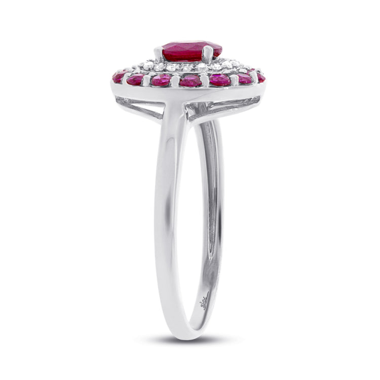 0.08ct Diamond & 0.99ct Ruby 14k White Gold Ring