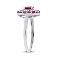 0.08ct Diamond & 0.99ct Ruby 14k White Gold Ring