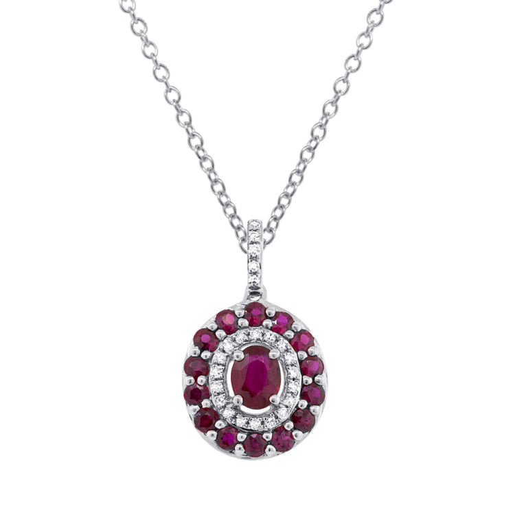 0.09ct Diamond & 1.03ct Ruby 14k White Gold Pendant