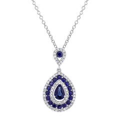 0.27ct Diamond & 1.06ct Blue Sapphire 14k White Gold Pendant